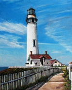 lighthouse with picket fence